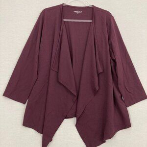 Coldwater Creek Open Front Draped Stretch 3/4 Sleeve Knit Comfy Cardigan XL